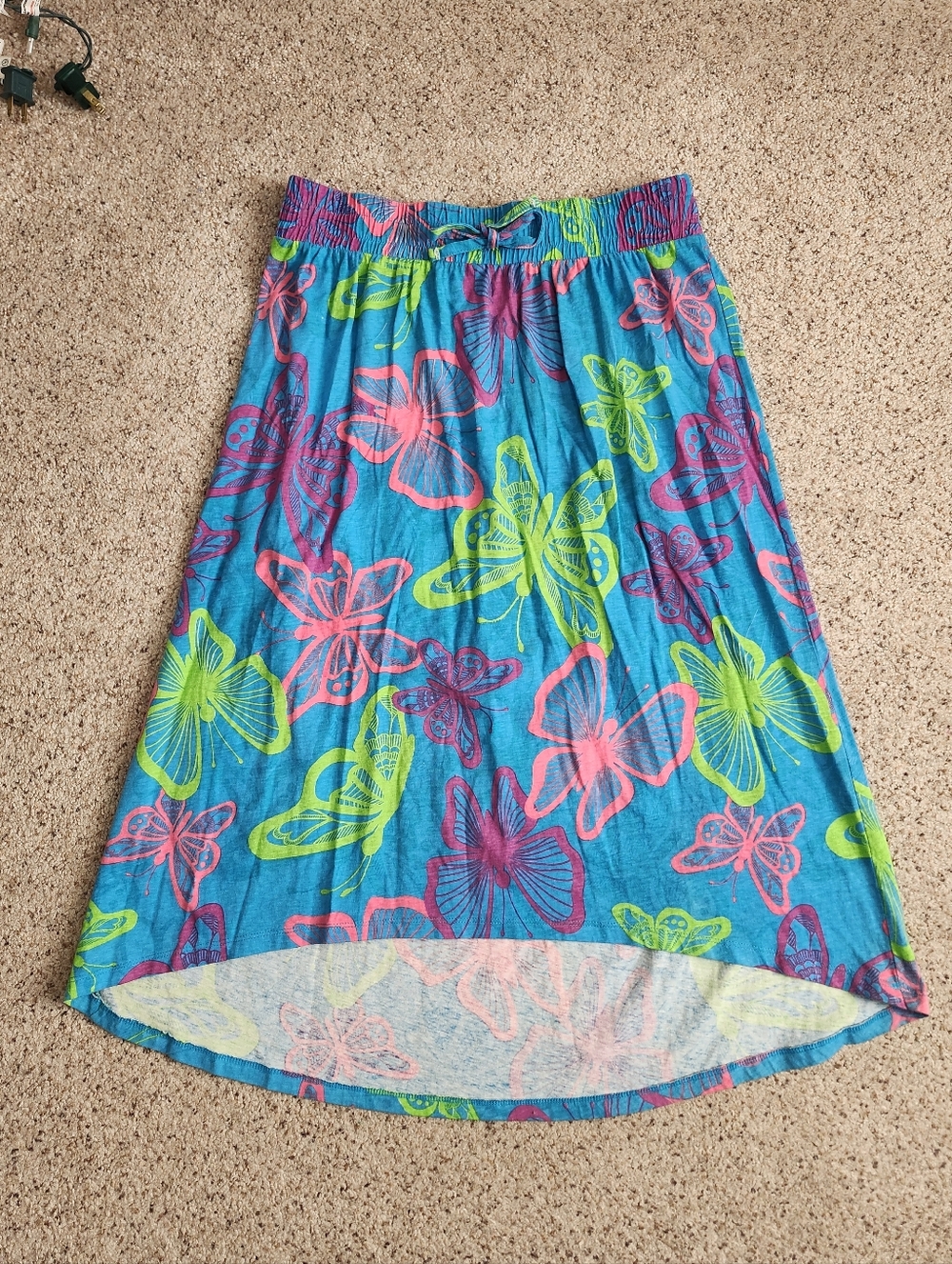 Y2k Blue Butterfly Print Midi Skirt